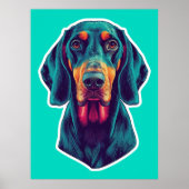 Loyal Glow – Vibrant Bluetick Coonhound Pop Art Poster (Voorkant)