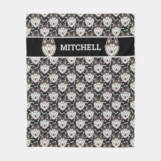 Loyal Siberian Husky Arctic Sled Dog Pet Puppy Fleece Deken (Voorkant)