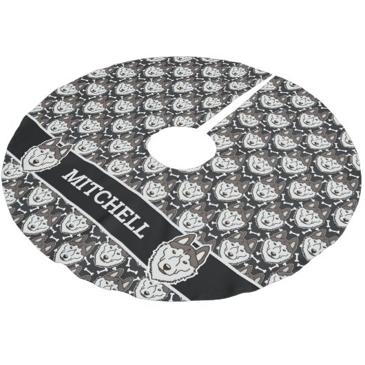 Loyal Siberian Husky Arctic Sled Dog Pet Puppy Kerstboom Rok (Gekanteld)