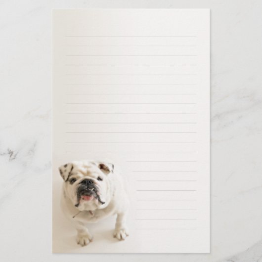 Loyal White Bulldog Lined Writing paper Briefpapier (Voorkant)