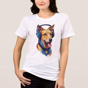 Loyale Beats – Abstracte Hond die naar Muziek luis Tri-Blend Shirt