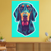 Loyale Gloed – Levendig Bluetick Coonhound Pop Art Canvas Afdruk (Insitu (Woonkamer))