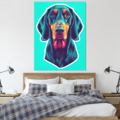 Loyale Gloed – Levendig Bluetick Coonhound Pop Art Canvas Afdruk (Insitu (Slaapkamer))