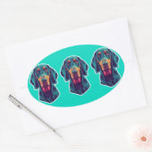 Loyale Gloed – Levendig Bluetick Coonhound Pop Art Ovale Sticker (Envelop)