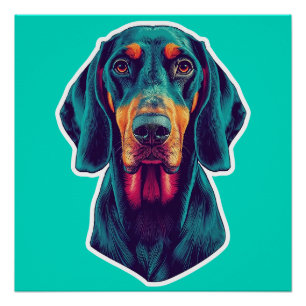 Loyale Gloed – Levendig Bluetick Coonhound Pop Art Perfect Poster