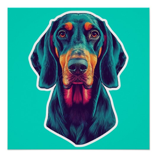 Loyale Gloed – Levendig Bluetick Coonhound Pop Art Perfect Poster (Voorkant)