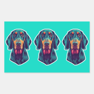 Loyale Gloed – Levendig Bluetick Coonhound Pop Art Rechthoekige Sticker