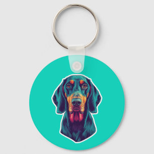 Loyale Gloed – Levendig Bluetick Coonhound Pop Art Sleutelhanger