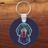 Loyale Gloed – Levendig Bluetick Coonhound Pop Art Sleutelhanger (Achterkant)