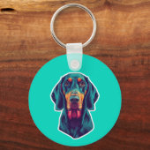 Loyale Gloed – Levendig Bluetick Coonhound Pop Art Sleutelhanger (Voorkant)