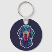 Loyale Gloed – Levendig Bluetick Coonhound Pop Art Sleutelhanger (Achterkant)