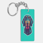 Loyale Gloed – Levendig Bluetick Coonhound Pop Art Sleutelhanger (Voorkant Links)