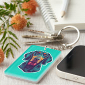 Loyale Gloed – Levendig Bluetick Coonhound Pop Art Sleutelhanger (Voorkant Rechts)