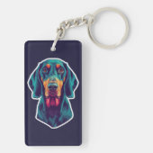 Loyale Gloed – Levendig Bluetick Coonhound Pop Art Sleutelhanger (achterkant)