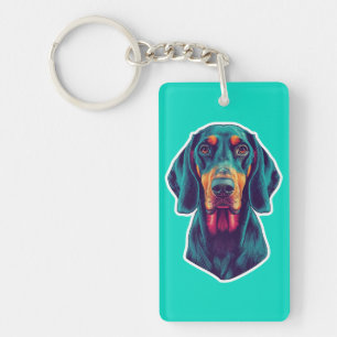 Loyale Gloed – Levendig Bluetick Coonhound Pop Art Sleutelhanger