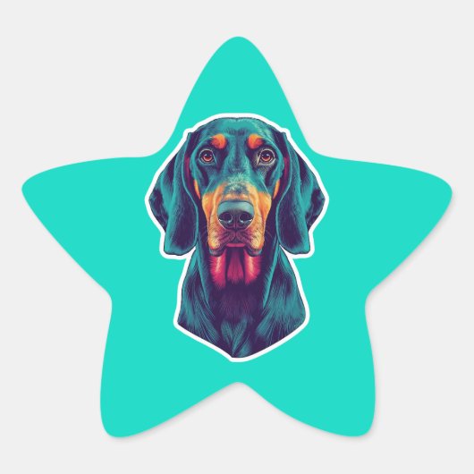Loyale Gloed – Levendig Bluetick Coonhound Pop Art Ster Sticker (Voorkant)