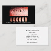 Loyalität 5 Nails Artist Elegant Zilver Sinaasappe Visitekaartje (Voorkant / Achterkant)