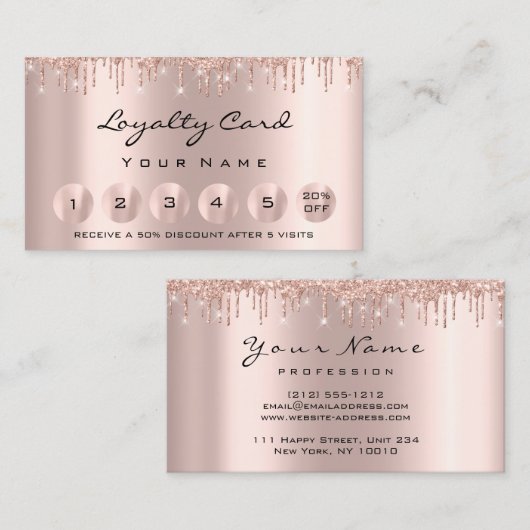 Loyalität 6 Makeutische Esthetikerin Eyelash Rose Visitekaartje (Voorkant / Achterkant)