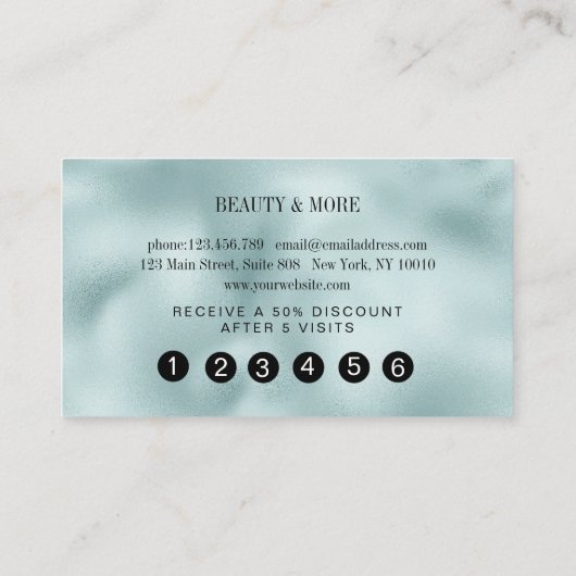 Loyalität Karte 5 Nails Lashes Beauty Blue Visitekaartje (Achterkant)