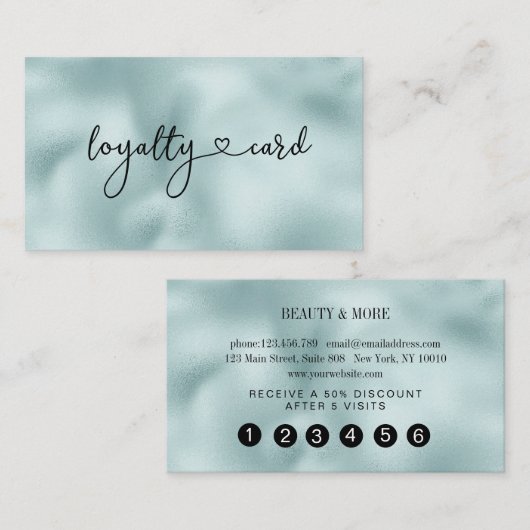Loyalität Karte 5 Nails Lashes Beauty Blue Visitekaartje (Voorkant / Achterkant)