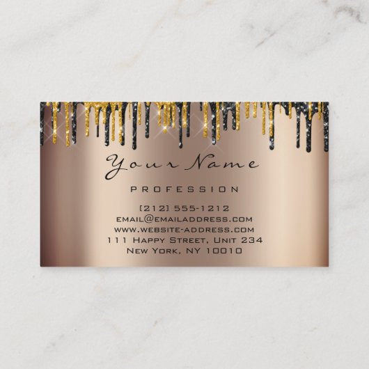 Loyaliteit 6 Make-up Wimper Goud Blauwgroen Drips Visitekaartje (Achterkant)