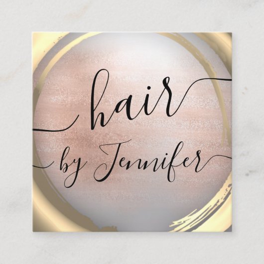 Loyaliteit 6 stoot Haar Lash Make-up Goud Roos Vierkante Visitekaartje (Voorkant)