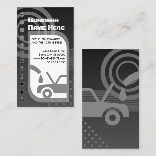 loyaliteit aan olieverandering klantenkaartje (Voorkant / Achterkant)