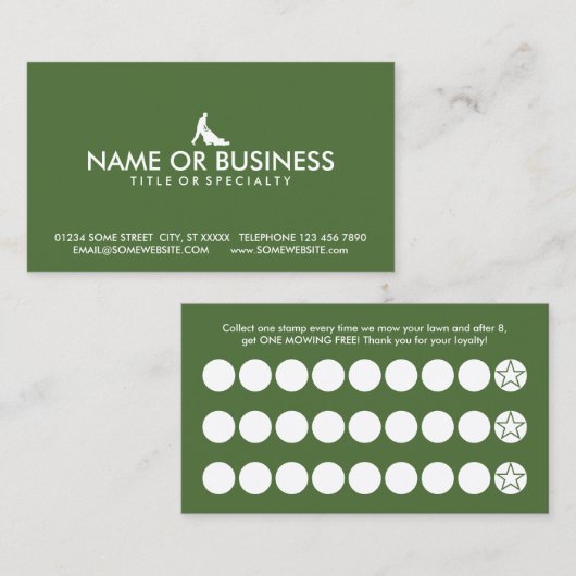 loyaliteit bij het maaien van groene gazon klantenkaartje (Voorkant / Achterkant)