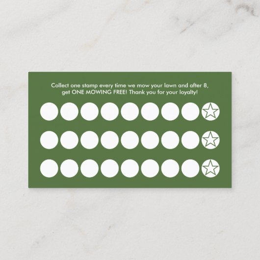 loyaliteit bij het maaien van groene gazon klantenkaartje (Achterkant)