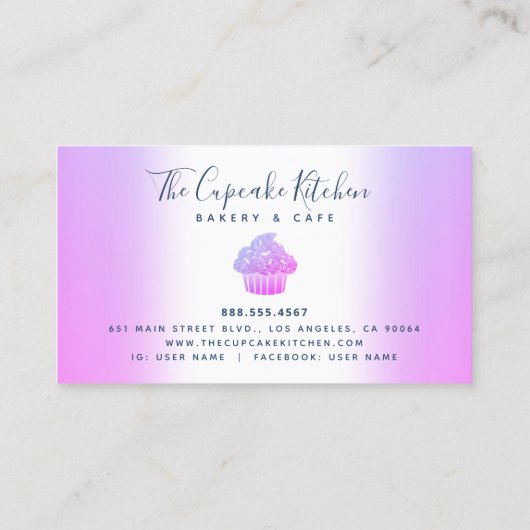 Loyaliteit Cupcake Bakkerij Chef Paarse Glitter Dr Visitekaartje (Achterkant)