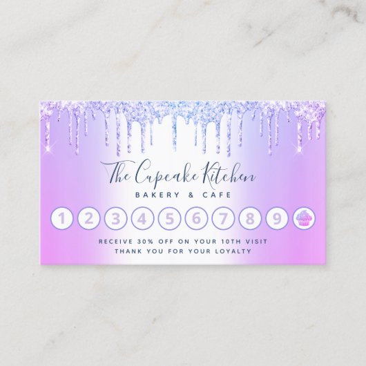 Loyaliteit Cupcake Bakkerij Chef Paarse Glitter Dr Visitekaartje (Voorkant)