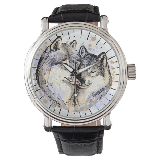 Loyaliteit en liefde in het wild (Wolf Love) Horloge (Voorkant)