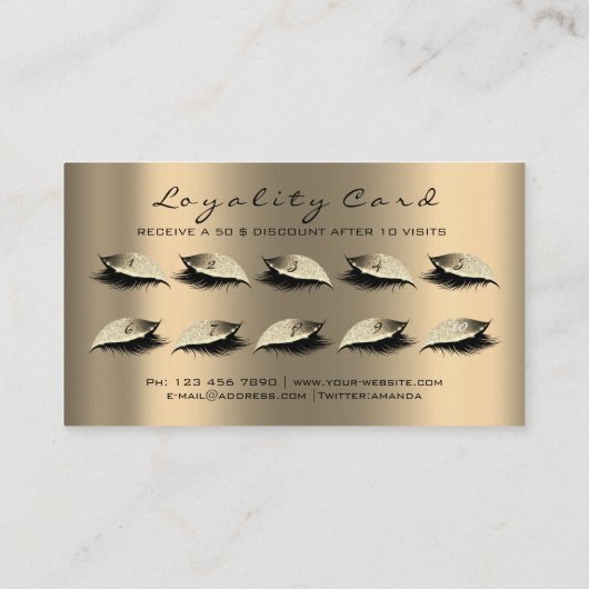 Loyaliteit Kaart 10 make-up wimpers ArtistExtensio Klantenkaartje (Achterkant)