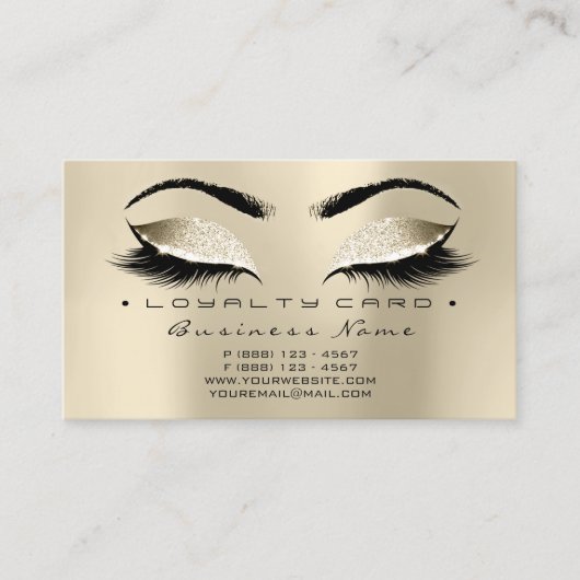 Loyaliteit Kaart 6 Beauty Salon Lash Gold Champaig Klantenkaartje (Voorkant)