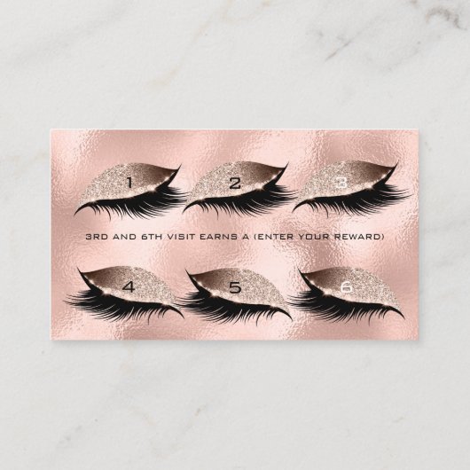 Loyaliteit Kaart 6 Beauty Salon Lash Roos Goudglas Klantenkaartje (Achterkant)