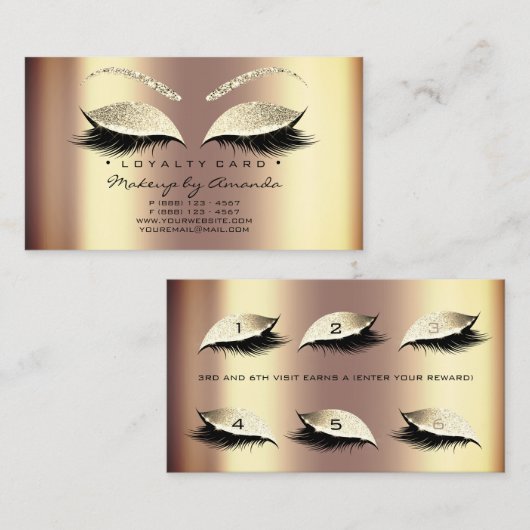 Loyaliteit Kaart 6 Beauty Salon Lash Sepia Honey G Klantenkaartje (Voorkant / Achterkant)