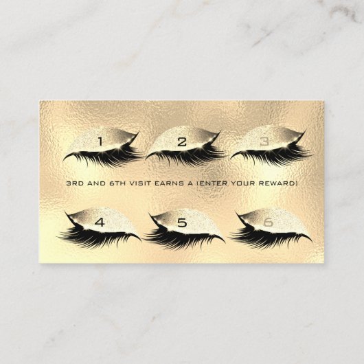 Loyaliteit Kaart 6 Beauty Salon Lashes Gold SPA Wa Klantenkaartje (Achterkant)
