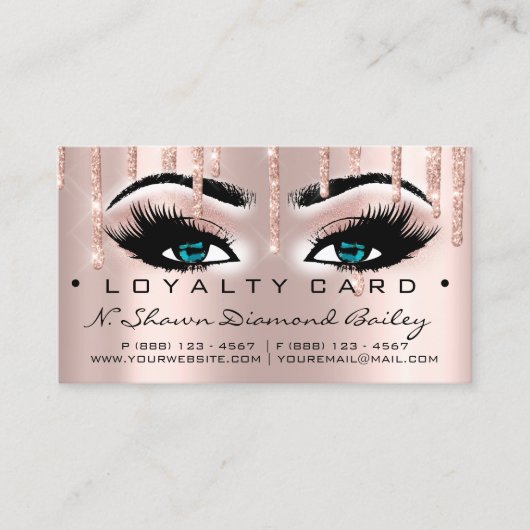 Loyaliteit Kaart 6 Beauty Salon Lashes Roos Blue D Klantenkaartje (Voorkant)