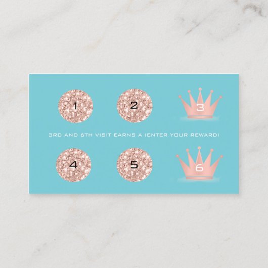 Loyaliteit Kaart 6 Punch Make-up Artiest Crown Blu Klantenkaartje (Achterkant)