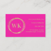 Loyaliteit Kaart Modern Monogram Hot Pink Gold Visitekaartje (Achterkant)