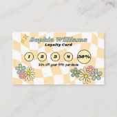 Loyaliteit Kaart Retro Geel Controles Zakelijke Ko Klantenkaartje (Voorkant)