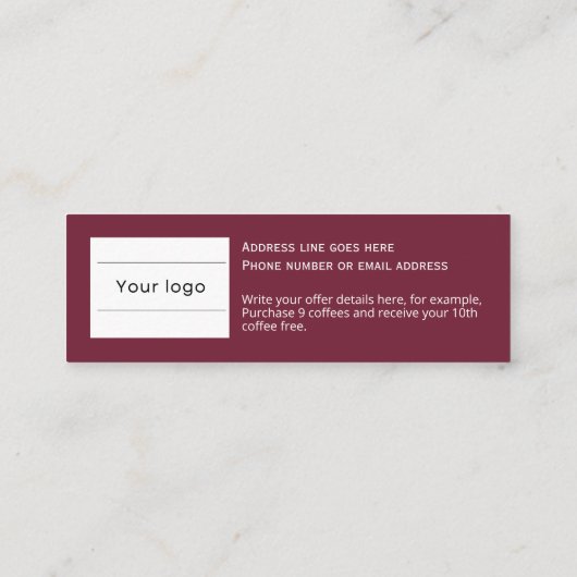 Loyaliteit Kaart, Schoon en eenvoudig, bordeaux ro Klantenkaartje (Achterkant)