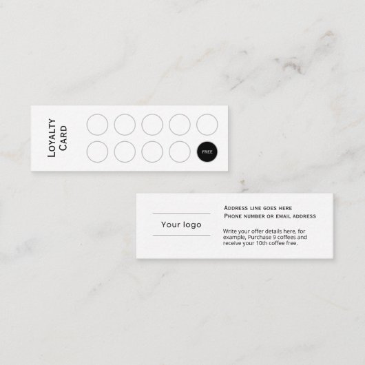 Loyaliteit Kaart, schoon en eenvoudig, professione Klantenkaartje (Voorkant / Achterkant)