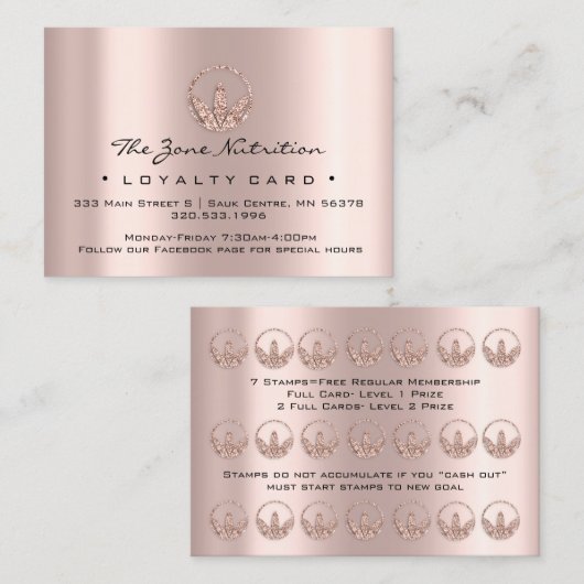 Loyaliteit Kaart Voeding Gezondheid Kruiden Roos 2 Klantenkaartje (Voorkant / Achterkant)