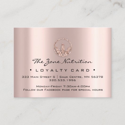 Loyaliteit Kaart Voeding Gezondheid Kruiden Roos 2 Klantenkaartje (Voorkant)