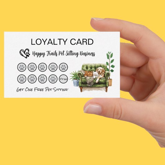 Loyaliteit Kaart voor Pet Sitters en Dog Walkers Klantenkaartje