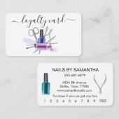 Loyaliteit Kaart Waterverf Nail Polish Salon Visitekaartje (Voorkant / Achterkant)
