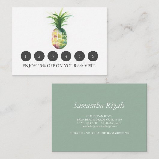 Loyaliteit Kaarten voor Business Ananas (Voorkant / Achterkant)