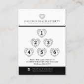 Loyaliteit liefde promotie 7e bezoek 20% zwart wit visitekaartje (Achterkant)