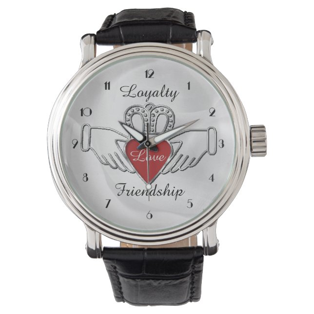 Loyaliteit Liefde Vriendschap Claddagh Polshorloge Horloge (Voorkant)